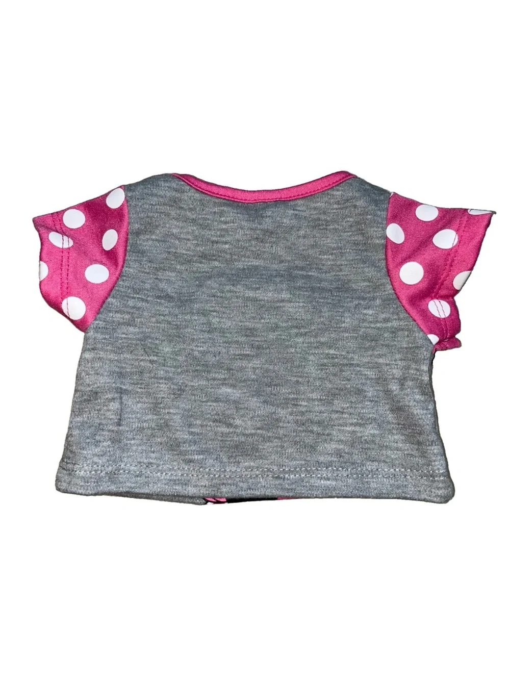 NWOT Build a Bear Rare Disney Minnie Mouse Top Shirt Polka Dot Sleeves Pink Bow